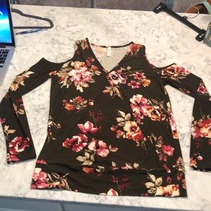 Long sleeve, cross front shirt